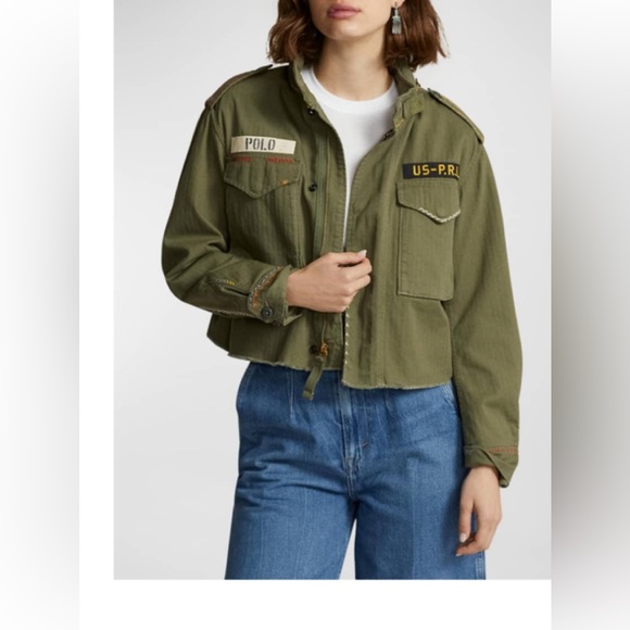 POLO RALPH LAUREN BOXY FIT DESTROYED-HEM FIELD JACKET s - Picture 1 of 7